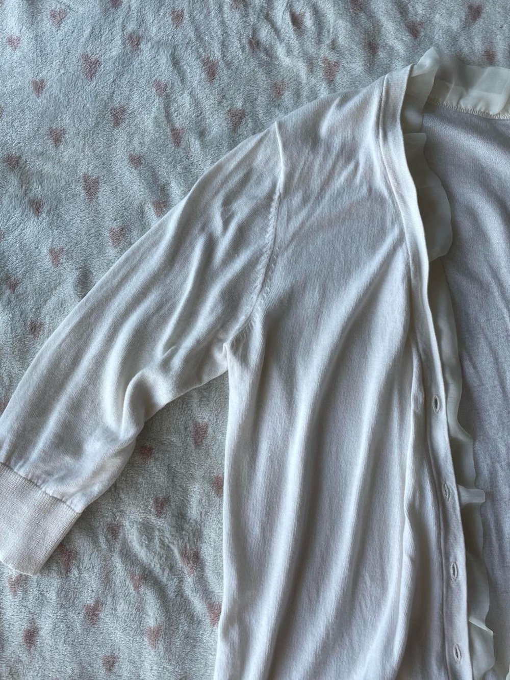 White/Cream Ruffle Cardigan - Picture 2 of 4